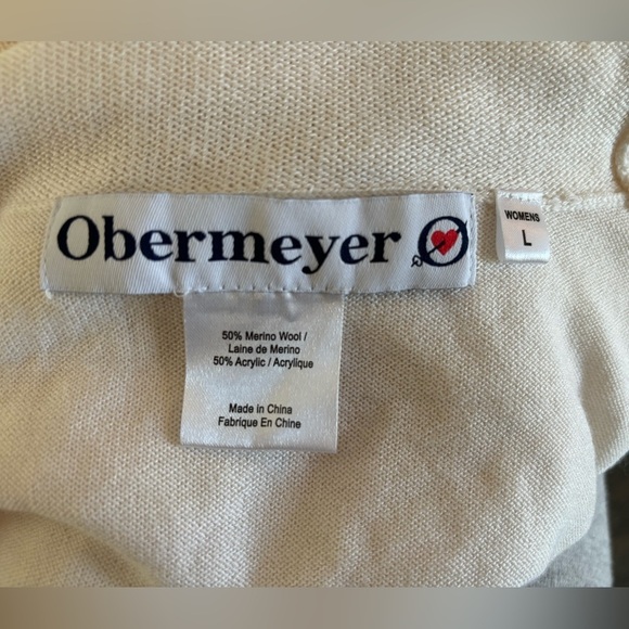 Obermeyer Womens Large Merino Wool Blend Turtleneck Sweater in Ivory - Picture 3 of 5